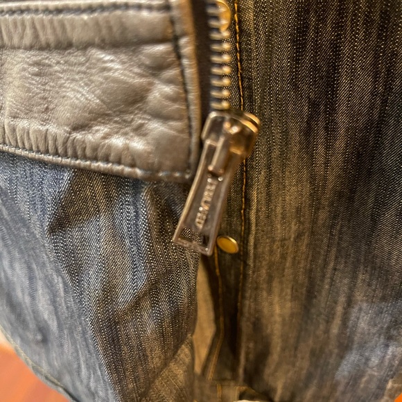 Distressed denim and leather high end Dsquared run way shirt - Picture 5 of 9